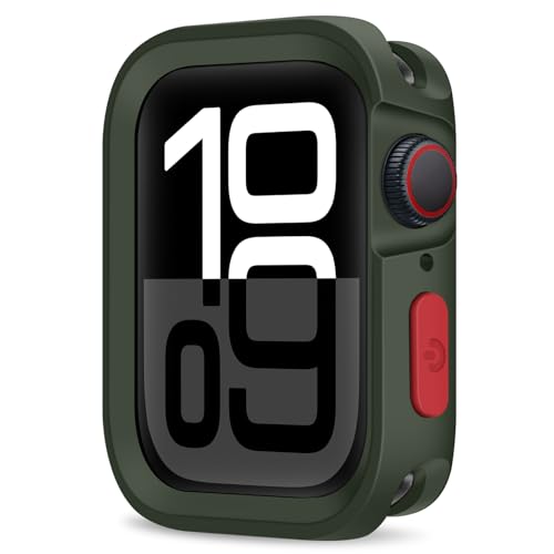 Coque Apple Watch 10 46 mm antichoc flexible vert armée