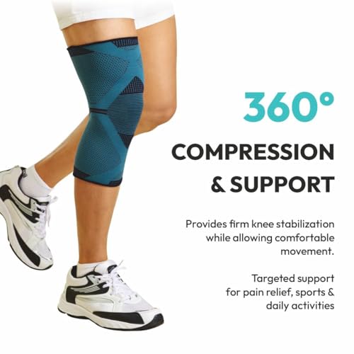 Image of Dyna Knee Cap | Providing 360 Protection | 4-Way Stretchable Knee Support | for Joint Pain Relief, Sports, Running,Gym, Cycling, Exercise | 1 pair | For Men and Women - Medium