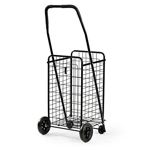 Folding Shopping Cart,Grocery Utility Shopping Cart With Four Wheels,Compact Folding Portable Cart Saves Space For Convenient Storage,Lightweight Easy To Move Holds Up To Max 90Ibs,Black #TOP7