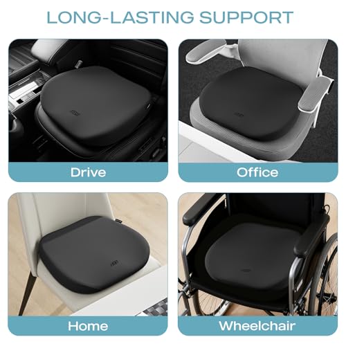 Image of Skechers Seat Cushion Premium Gel & Memory Foam-Office Chair Cushion for Tailbone Pain Relief,Butt Pillow for Office Chair,Car seat Cushion,Long Sitting Office Workers,and Car Drivers,Black