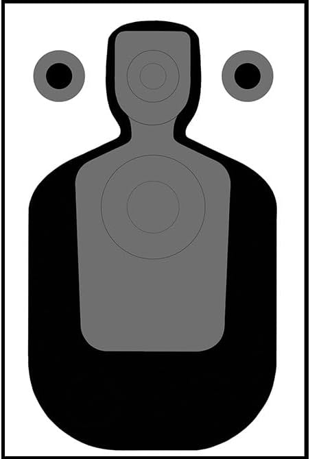 Phoenix (AZ) PD Qualification Target Features Modified TQ-21 Silhouette Target with Additional Head and Chest Scoring Zones Ink: Black and Gray Size: 23" x 35"