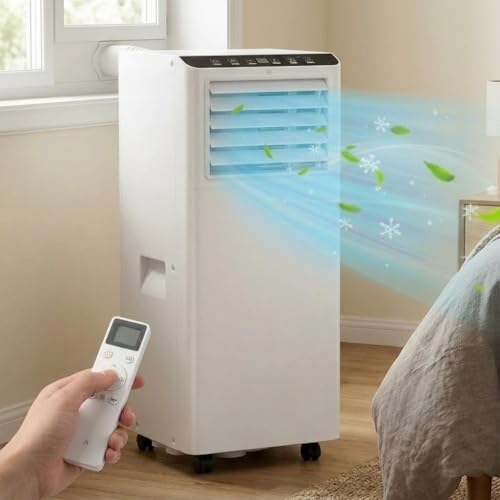 GarveeMore Aire acondicionado portátil 3 en 1 de 9000 BTU, silencioso, deshumidificador y ventilador, 2 velocidades, ahorro de energía – Fácil instalación, gas R290, hasta 40 m², kit para ventana