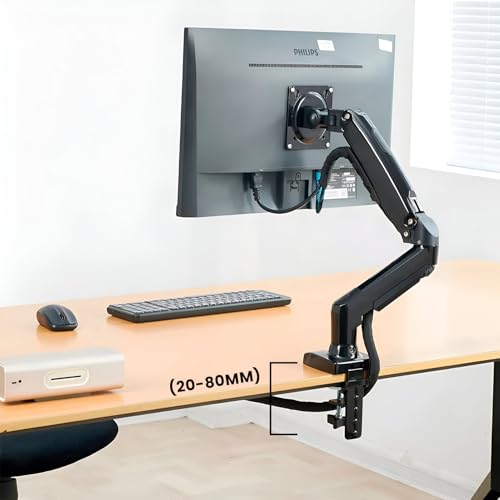 Image of SYGA F80 Gas Spring Monitor Mount, 17-30 Inch Screen, Heavy Duty Single Arm Desktop Stand, 2-9kg Load Capacity