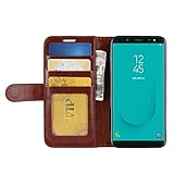 hualubro cover wiko view 4 lite, flip cover a libro in pu pelle retro antiurto portafoglio leather case custodia per wiko view 4 lite cover - marrone