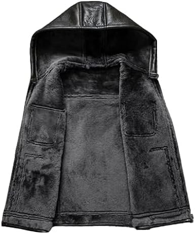 Mens Faux Fur Shearling Vest with Hood - Men's B3 Bomber Sleeveless Sheepskin Leather Waistcoat2