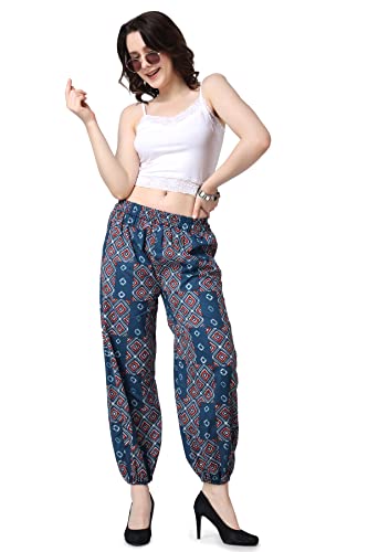 Image of POPWINGS Casual Bagru Printed Cotton Joggers for Women || Stylish Western Women Joggers for Summer || Pull-On Women Cotton Joggers Pants || Women Joggers for Summer