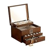 Hohe Kapazität: 4-stufige Struktur. Die Innenseite mit Leinentuch schützt Ihren Schmuck vor Staub, Kratzern und Beschädigungen.