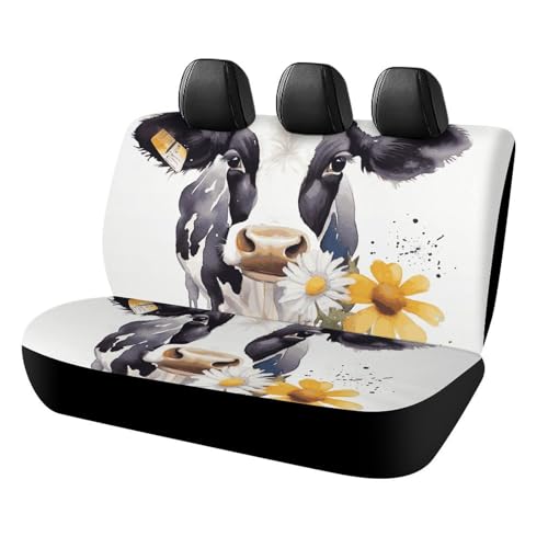 Housse de siège arrière pour chien motif vache et marguerites pour voiture et SUV