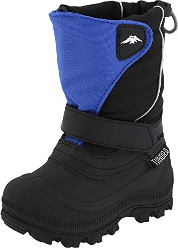 Tundra Girls Quebec, Watter Resistant Child Winter Boots, Black/Royal, 5 Wide Little Kid