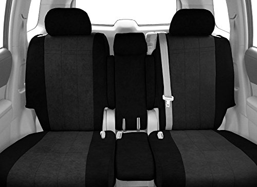 Front 40/20/40 Split Bench Seats, CalTrend Microsuede Seat Covers for 1999-2002 Chevrolet Silverado 1500 Charcoal Charcoal Insert with Black Trim