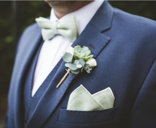 Adults Luxury Cotton Blend Pre-tied Bow Tie Sage Green