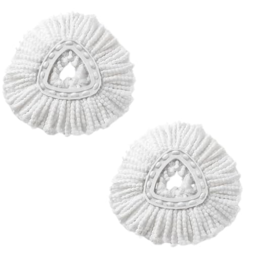 Spin Mop Heads Replacement Compatible with Vileda/O-cedar Easy Wring Spin Mop & Bucket System O - Cedar Head Replacement for Floor Cleaning Triangle Shape (2 Pieces) (White)