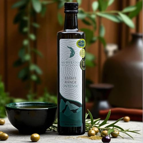 De Rustica | Intense | Extra Virgin Olive Oil | 500ml | Globally Award Winning | Early Harvest | Cold Pressed | High Polyphenols | Spicy Herb Finish | Pairs with Red Meat | Extra Virgin Olive Oil