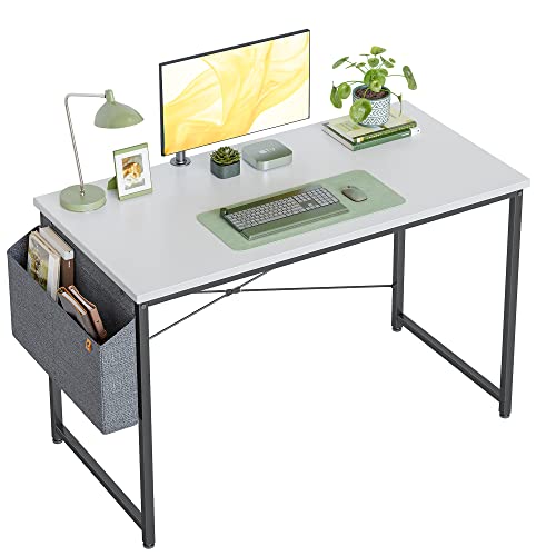 Image of Cubiker Computer Desk, Home Office Writing Study Desk, Modern Simple Style Laptop Table with Storage Bag (47.2, White)
