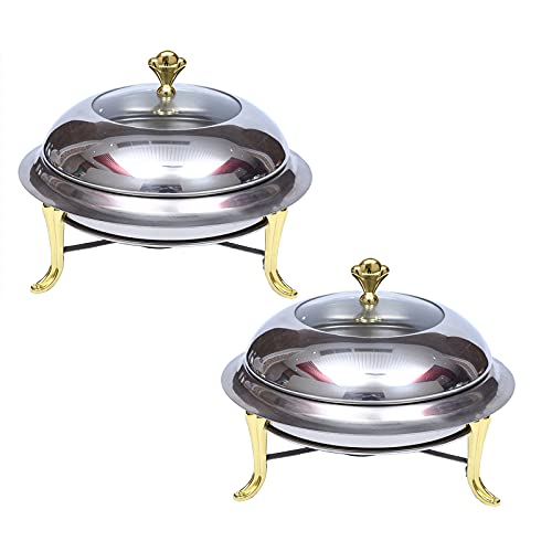 Runden Büfett Chafer Mit Sichtbarem Deckel, Rostfreier Stahl Abendessen Portion Chafing Dish Buffetwärmer Mit…