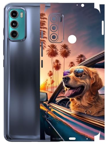 Image of AtOdds - Full Body Back Screen Guard Protector Film - Lamination Wrap Skin Sticker Compatible with Moto G60 | Scratchproof Matte Finish (Happy Doggo)