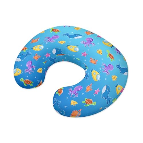 Image of Underwater Animals Nursing Pillow Cover for Infant, Lightweight Neutral Breastfeeding Pillow Slipcover, Easy to Clean Removable Pillow Cover for Infant Snug