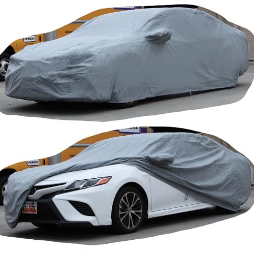 Image of All Weather Waterproof car Cover Good for rain Snow uv Protection dust Large-Size Sedan Grand Prix 300 Charger Impala Regal MKZ Lacrosse LS Gray