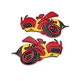 AxleZx Pair Chrome Metal Super Bee Logo Car Emblem Side Fender Badge Premium 3D Bumblebee Sticker Auto Power Sport Decals for Challenger Charger (Red&Yellow), 11.3x6.3x0.7cm