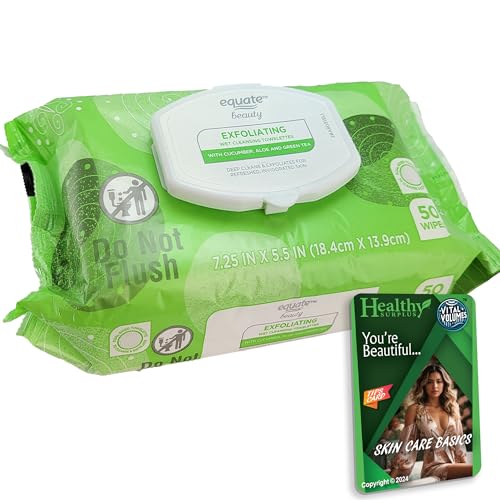 Equate Exfoliating Wet Cleansing Towelettes - Wipes and Vital Volumes Tips Card (1, Standard)