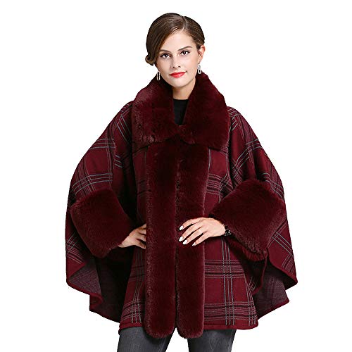 BEUHOME Enrejado Chal Estola Capa Mujer de Piel Sintética para Fiesta Bodas Invierno Novia Mode Ponchos y Capas de Punto