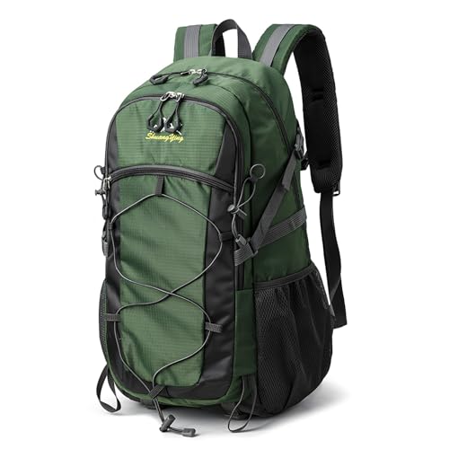 Wanderrucksack Herren Damen 40L, Leicht Faltbarer Wasserdichter Reiserucksack Trekkingrucksack, Kletterrucksack, Outdoor Groß Hiking Daypack Backpack für Wandern, Reisen, Camping (Grün)