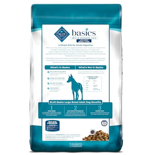 BLUE Basics Limited Ingredient Diet Adult Large Breed Grain Free Lamb & Potato Dry Dog Food 22lb Bag - Image 3