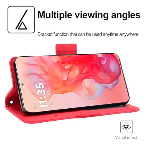 Asuwish Compatible with Motorola Moto G Stylus 5G 2024 Wallet Case and Tempered Glass Screen Protector Card Holder Stand Leather Flip Cell Accessories Phone Cover for G5 Women Men Red - Image 3