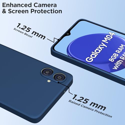 Image of Outlouders Back Cover for Samsung Galaxy M04 / F04 / A04e | Camera Protection | Durable Soft Matte Silicone Bumper Case (Blue)