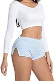 OTIYLEY Sexy Micro Shorts for Women Low Waist Side Slit Boyshort Slim Booty Shorts Lounge Pj Bottom Cute Sleepwear Blue