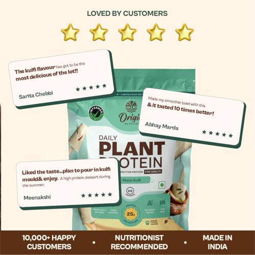 Image of Origin Nutrition Plant Based Protein Powder | 100% Vegan Dairy Free Supplement | Kulfi Flavour with 25g Protein Per Serving | Muscle Recovery & High Protein Fitness Nutrition Drink (20 Servings)