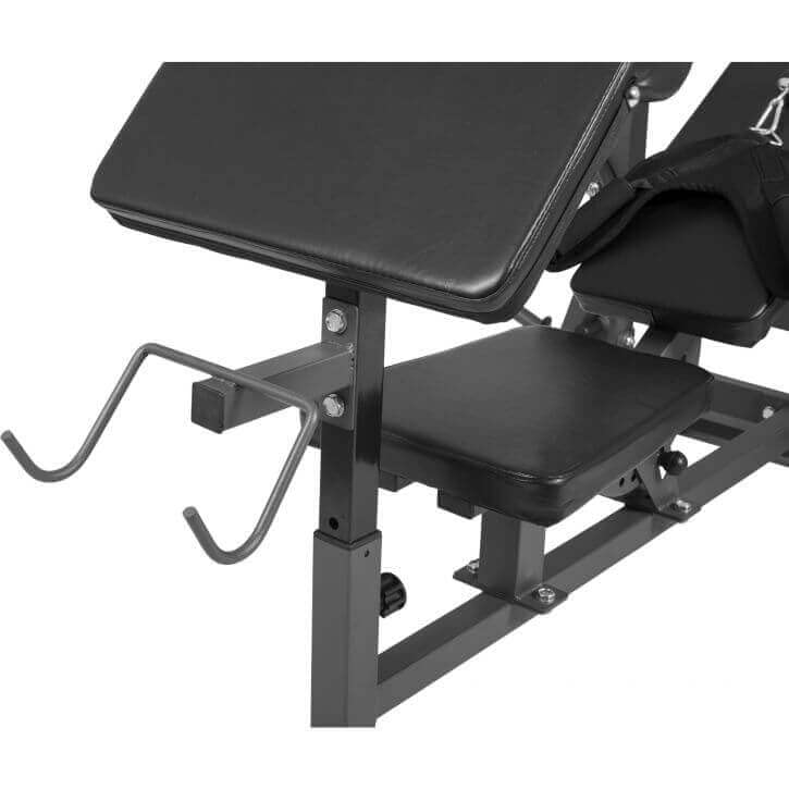 GYRONETICS® Panca Pesi Multifunzione - Portabilanciere, Schienale Regolabile, 165 x 139 x 128cm, Carico Max 280kg, Stazione a Dip, Butterfly, Panca Scott, Curl per Gambe - Palestra e Casa, Allenamento