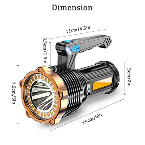 Wrrozz Led Flashlight Usb Rechargeable, Super Brightest High Lumens Flashlights With Sidelight And Hooks, 8 Modes Lighting, 19X Led, High Powered, Waterproof Tactical Torch Camping Portable Handheld #TOP6