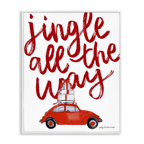 Jingle All the Way Red Car, 11 x 14 Inch Framed Giclée Print
