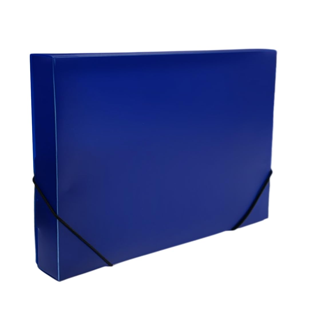 A4 Clearview Blue Box File with Elastic Closure