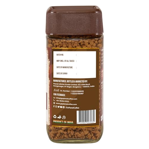 Image of Planet Coffee Divine Hazelnut Flavoured Instant Coffee | 100% Pure Arabica | 50g Glass Jar | Freeze-Dried | No Added Sugar | Medium Roast | Makes 25 Cups