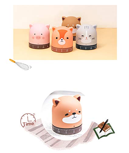 Red Dollar Mechanical Kitchen Timer, Christmas Holiday New Year 60-Minute Wind Up Dial Rotating Countdown Egg Reminder, No Batteries Loud Ring, Cute Cooking Time Management (Pig) #TOP6
