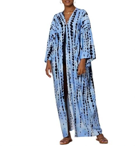 Image of Women's Kimono Cover Up Long Beach Dress Swimsuit Cover Ups Colorful Cardigan Lightweight Robe for Swimwear