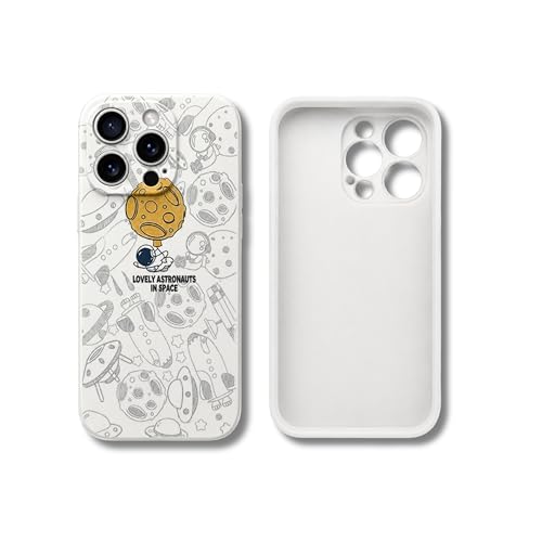 Image of Cosmic Silicone Astronaut Case for iPhone 13 Pro, Cute Soft Touch Designer Protective Cover, AstroShield Shockproof Defense with Matte Anti-Slip Grip | Lunar Pearl