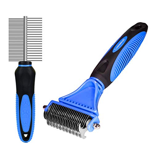 Cadosoigh Peine Perro Mascotas Cepillo 2 en 1 de Limpieza Elimina Pelos Muertos y Desenreda los Nudos Reduce el 90% de la Pérdida de Cabello