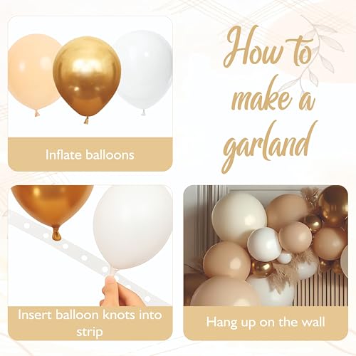 Image of Balloon Decoration Kit - 37 PCS Beige, White & Golden Chrome Balloons for Birthday, Weddings, Anniversary & Events | Pastel Balloons Garland Set Birthday Decoration Items for Kids & Adults