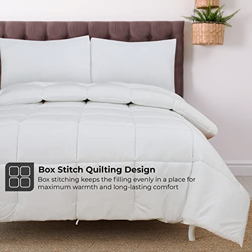 Image of ROYALE Queen Comforter - All Season Down Alternative Bedding Comforters - Lightweight Quilted Comforter with Corner Tabs - Ultra Soft Luxury Hotel Comforters - Box Stitched Duvet Insert (Queen, White)