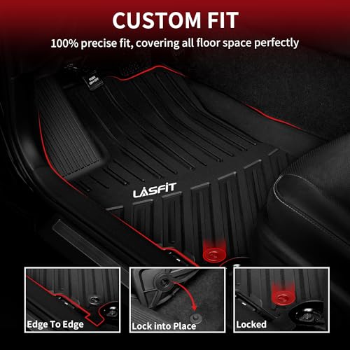 Image of LASFIT Floor Mats for Toyota Camry 2017 2016 2015 LE /SE /XLE /XSE /Hybrid, Custom Fit TPE All Weather Floor Liners for Camry 2015-2017 1st & 2nd Row Car Mats, Black
