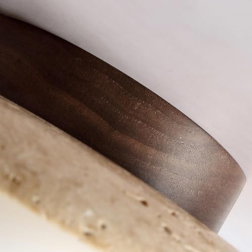 Plafonnier bois et travertin E27 moderne avec éclairage blanc cuisine