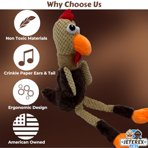 Large Dog Toy - Chicken Squeaky Dog Toys for Large Dogs, Medium and Small Dogs. Durable with Pineapple Plush Fabric, Long Legs, Hidden Seams, Reinforced Stress Points, Googly Eyes - Image 2