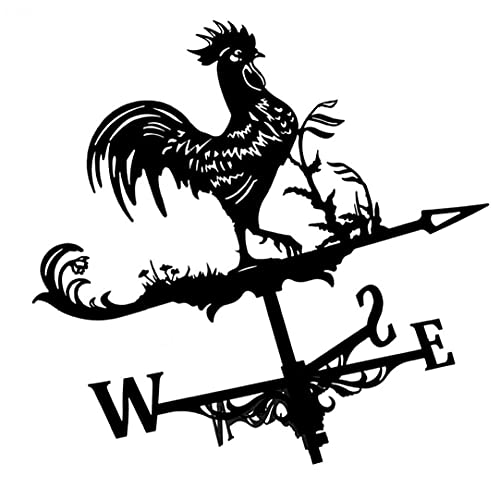 DierCosy Tools Dekor Windfahne Wetterfahne Berg Garten-Yard-Dekoration, Edelstahl Wetterfahne Bauernhof-Szene Windrichtungsanzeiger, Schwarzer Hahn Cover