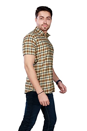 Image of BRUCEWANE Men's 100% Cotton Half Sleeve Shirt