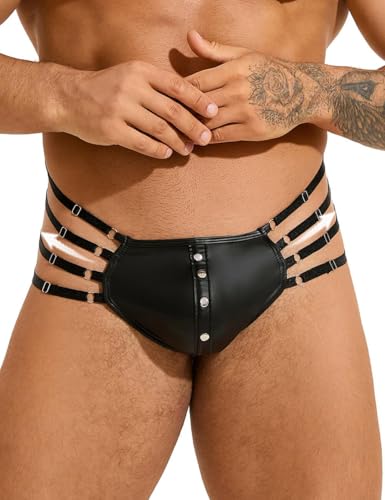 ohyeahlady Tangas Hombre Sexy Comodos Lenceria Sexy Hilo Jockstrap para Hombre Gay Suspensorio Slips Sissy Ropa Thong Eróticas Transpirable Calzoncillos Talla Grande Negro,L