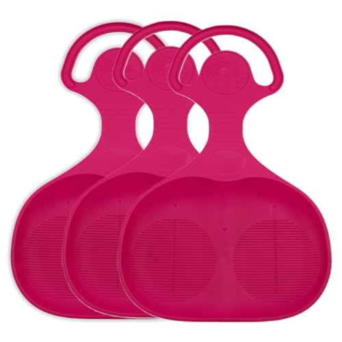 KHW Snow Glider Po-Rutscher | 3 Stück Pink | ergonomischer Schneerutscher | HDPE, kälte- & lichtbeständig | TÜV-geprüft, schadstofffrei | bis 90 kg belastbar, Made in Germany
