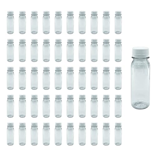 Lociones, Kitchen Envase pet tipo Shot 60 ml con tapa de seguridad Cintillo Inviolable R28 Ideal para cualquier bebida Grado alimenticio (Tapa blanca)